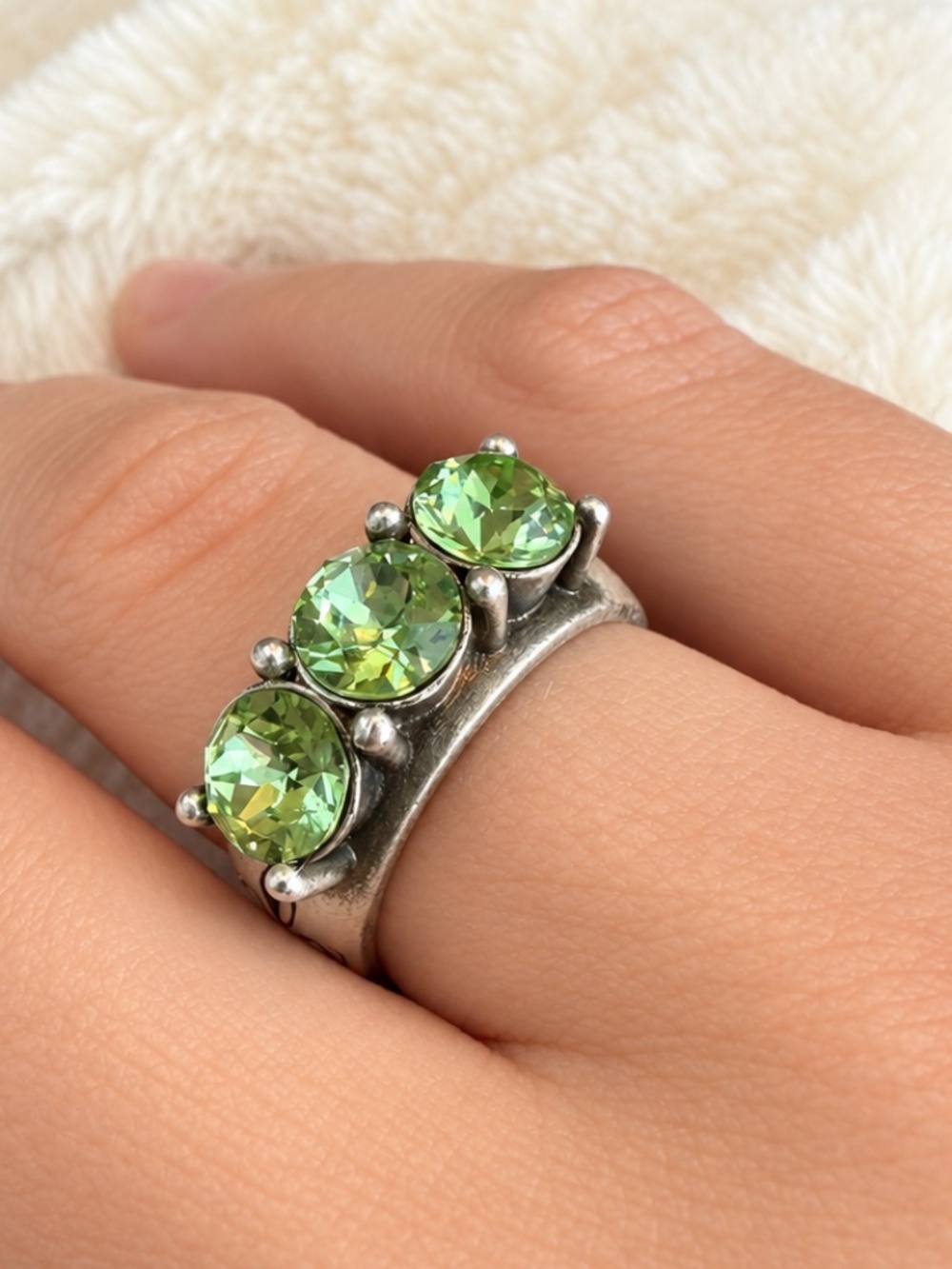 French Kande Triple Swarovski Ring